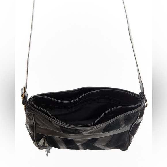 90’s black suede and patchwork bag / crossbody / shoulder - Picture 7 of 7